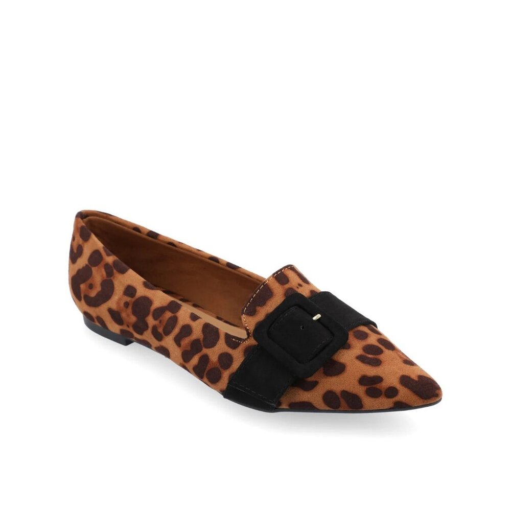Journee Collection Audrey Flats – Women’s Leopard Faux Suede, Size 8 MSRP $50